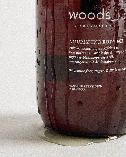 Woods Copenhagen Nourishing Body Oil – vegansk og duftfri hudpleje til hele familien