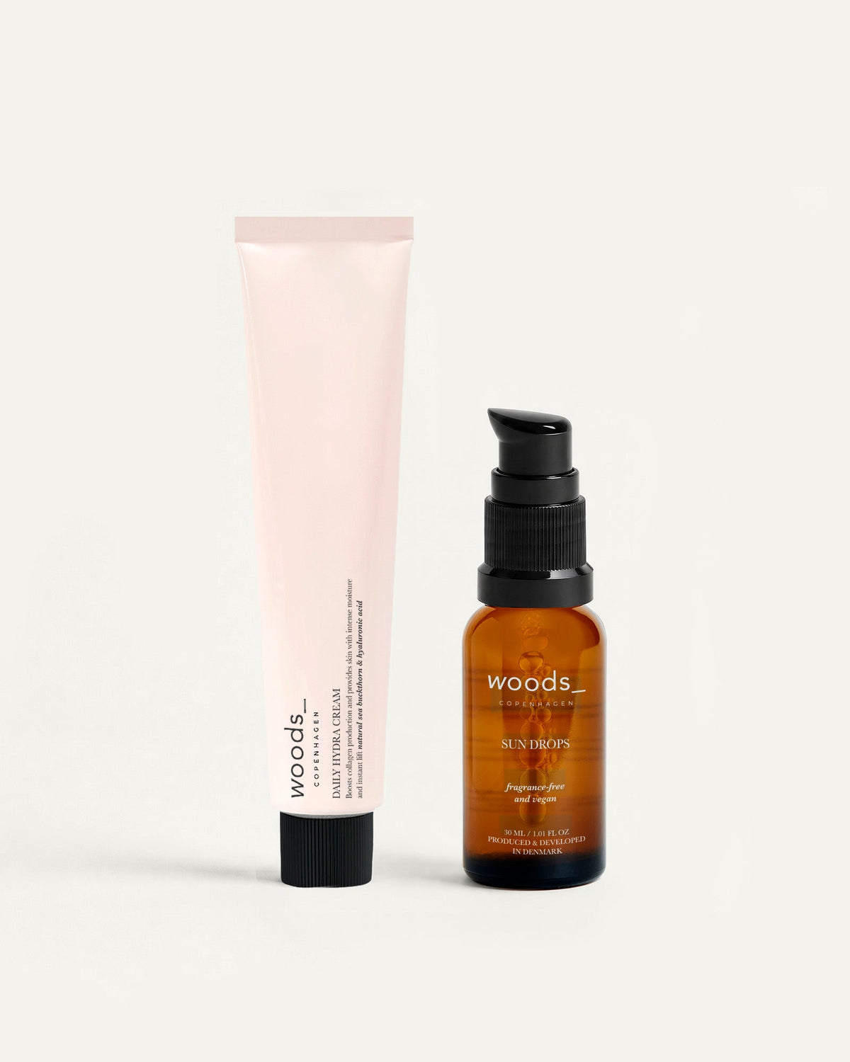 Woods Copenhagen The Essential Glow Duo – face cream and self-tan drops